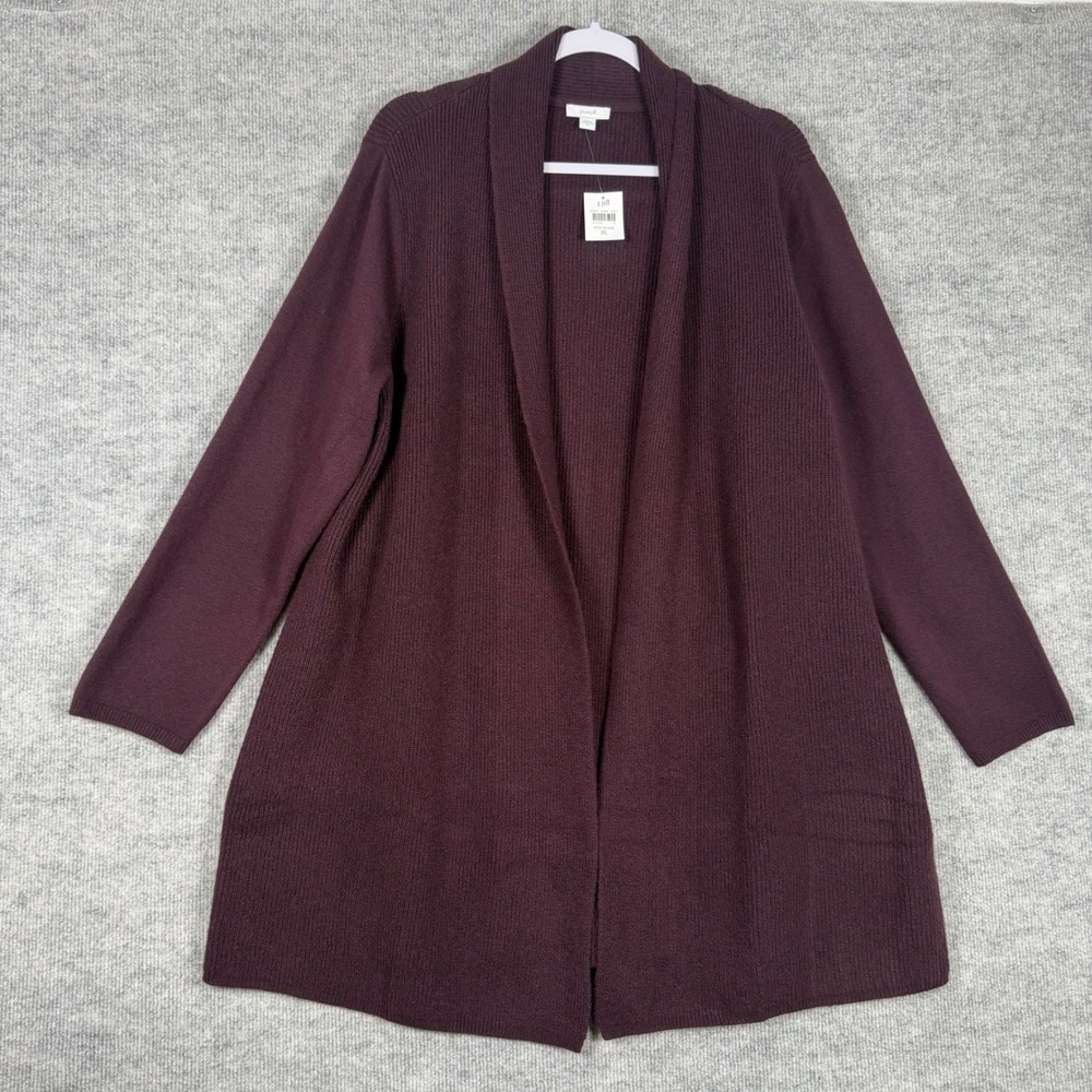 Pure Jill J. Jill Size-XL Womens Sweater Purple Open Front Shawl Cardigan